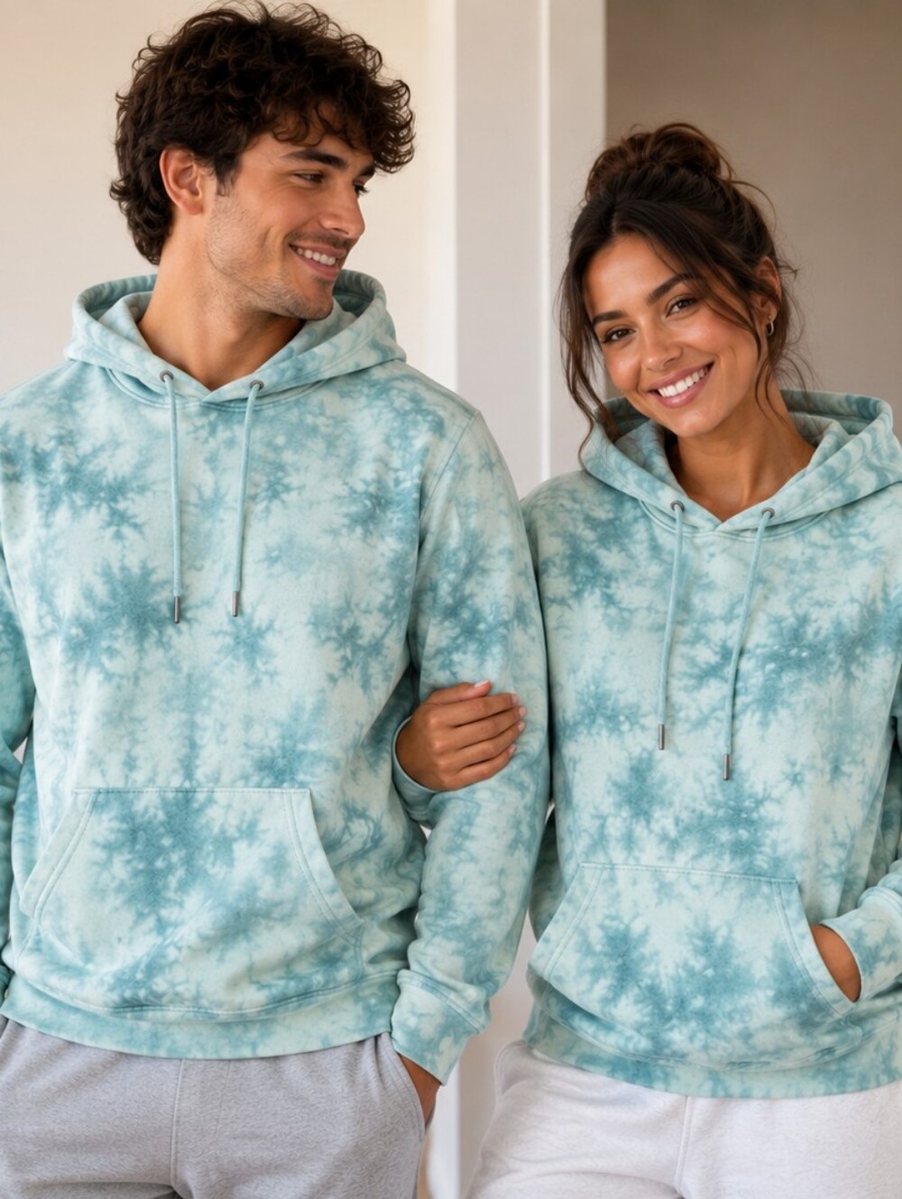 💛2/$40 NWT Old Navy Blue Green Tie Dye Hoodie Small Pullover Sweatshirt
